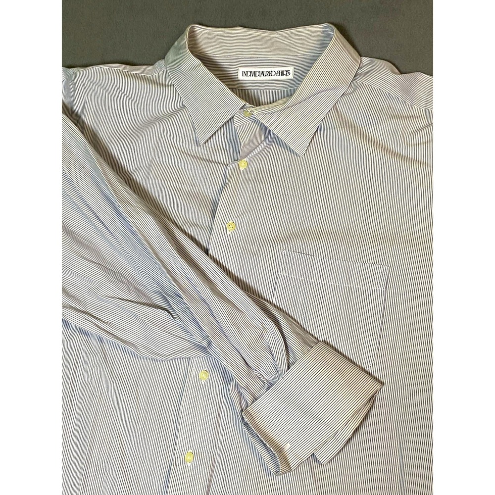 Individualized Shirts Mens approx 3XB Blue/White Vertical Striped mobster dad